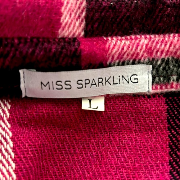 Miss Sparkling boutique shacket flannel long jacket fuchsia pink Barbie chic L - Picture 4 of 14